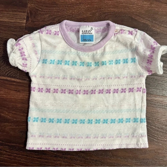 Vintage 12 month baby girl bundle lot purple pants and short sleeve shirt - Picture 2 of 11